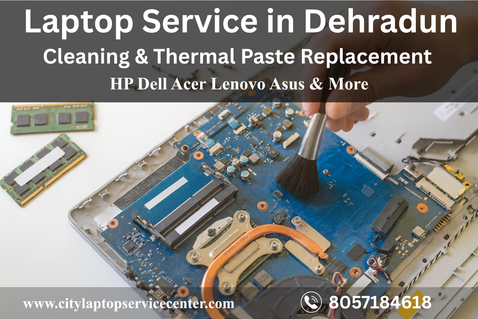 Laptop cleaning and thermal paste replacement service for HP, Dell, Lenovo, Asus, Acer in Dehradun