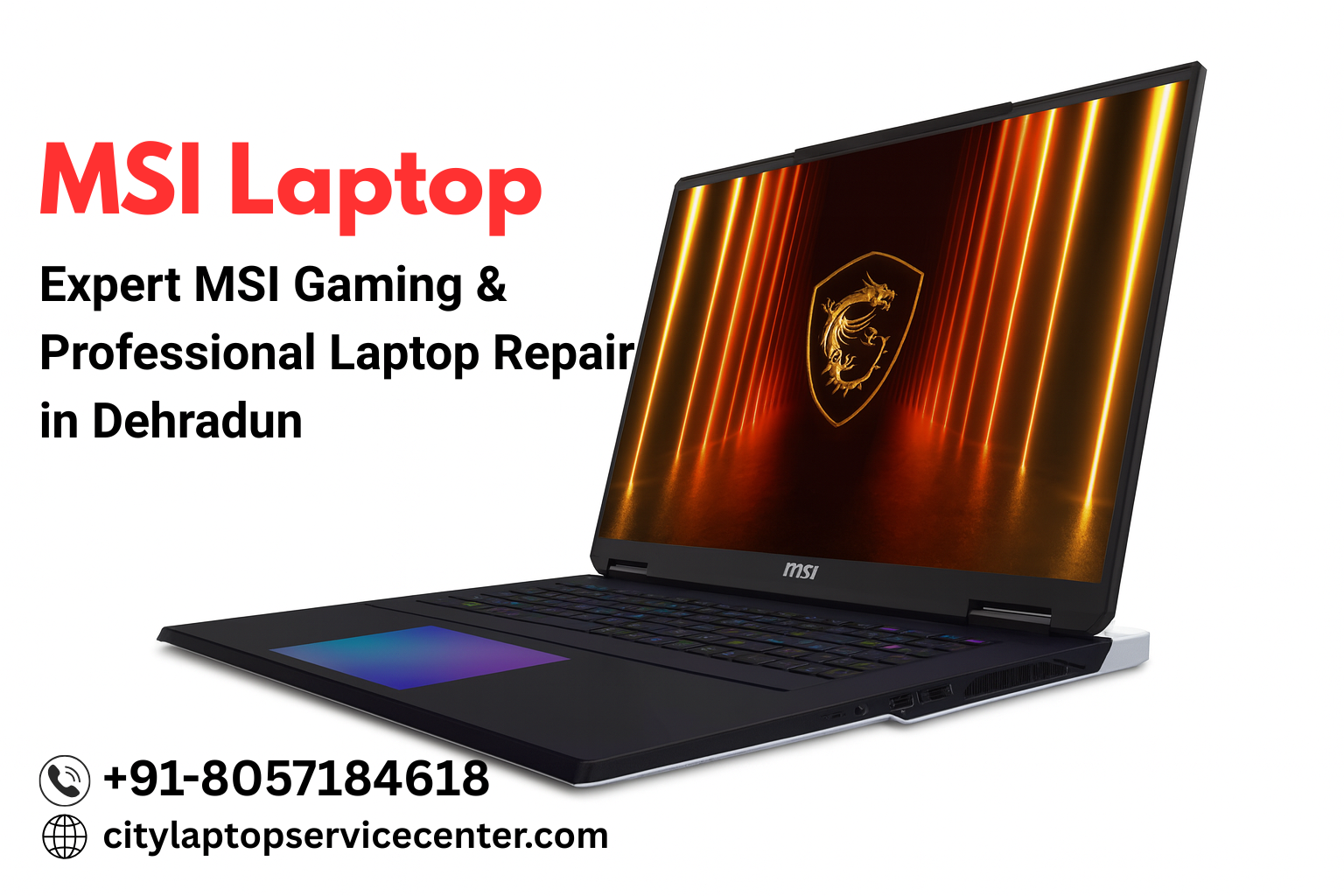 MSI laptop models repair in Dehradun – GF, GL, GP, GE, Katana, Stealth, Creator serviced by City Laptop Service Center